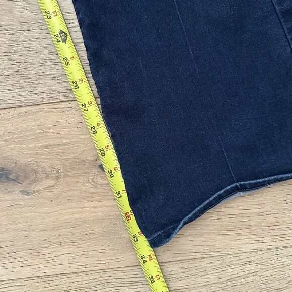 PAIGE Womens High Rise Bell Canyon Flare Leg Jeans Blue Dark Wash Frayed Size 29 - Picture 16 of 16